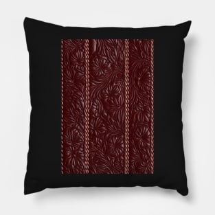 Dark Brown Ornamental Leather Stripes, natural and ecological leather print #66 Pillow