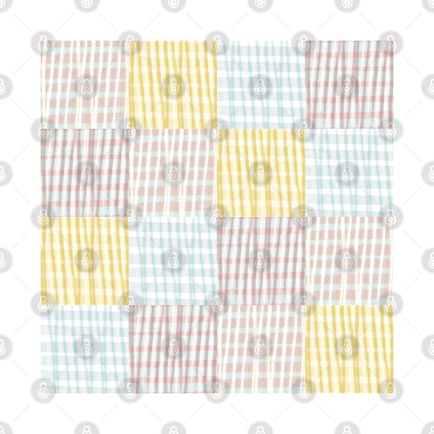 Modern Gingham Checker | pastel pink, blue, and yellow by Ipoole