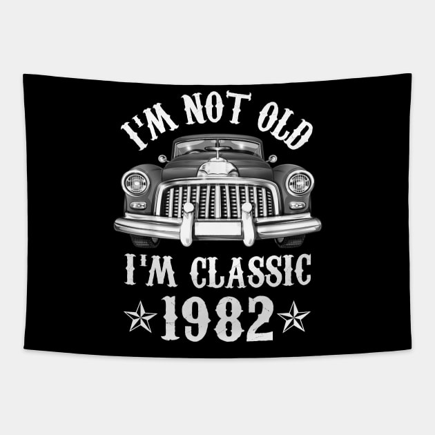 40 Year Old Vintage 1982 Classic Car 40th Birthday Gifts Tapestry by Rinte