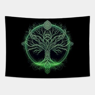 Green and black Celtic Tree design #2 Tapestry