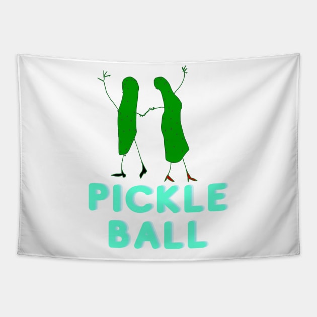 Pickle, Pickleball, Ball, Dancing, Funny T-Shirt, Funny Tee, Badly Drawn, Bad Drawing Tapestry by Badly Drawn Design