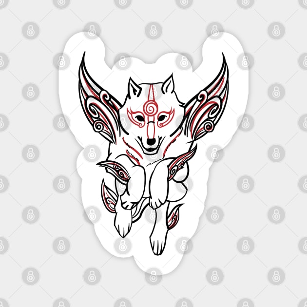 Okami Wolf Jump Magnet by SuperPancake