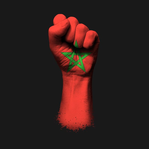 Flag of Morocco on a Raised Clenched Fist by jeffbartels