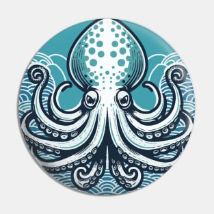 Squid Japanese Art Pin