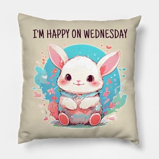 Happy wednesday rabbit Pillow