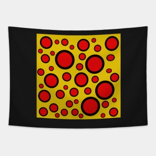 yellow red and black polka dot design Tapestry