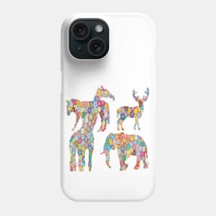 Graphic Flower photo design with form of Elephant, giraffe, zebra and deer. Phone Case