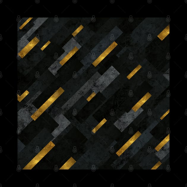 Golden Shooting Stars at Night - Abstract Charcoal Pattern by Ambience Art