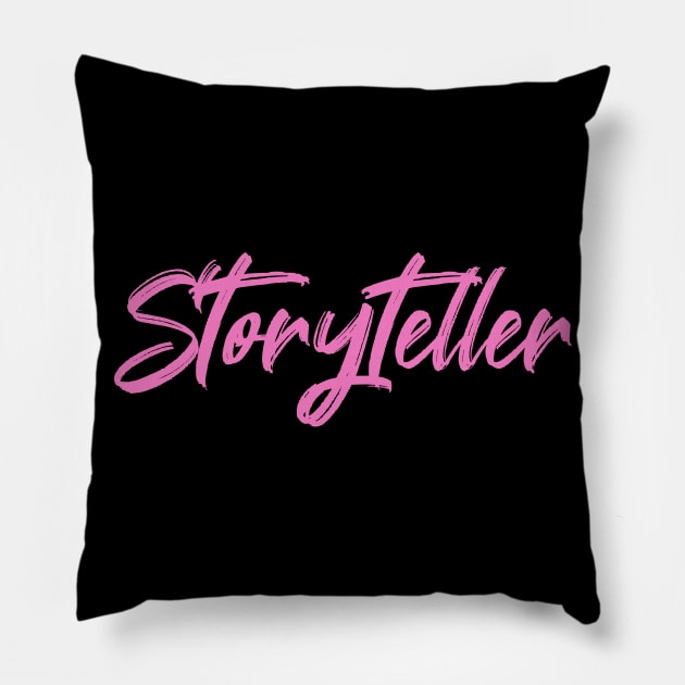 Storyteller (pink) Pillow by EpicEndeavours