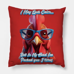 Rooster Pecked 3 Times by focusln Pillow