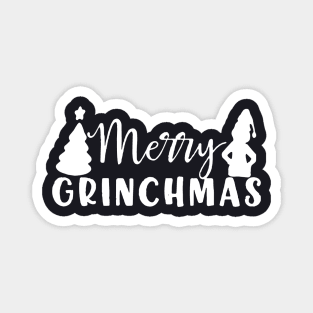 Merry Grinchmas Men Woman Black And White Shirt Wife Magnet