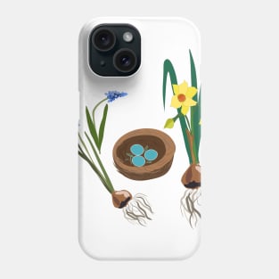 Spring flowers and birds nest Phone Case