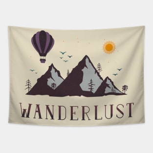 Wanderlust Outdoor Mountain Scene Hot Air Balloon Tapestry