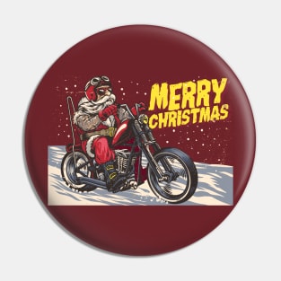 Hand drawn santa claus riding a chopper Pin