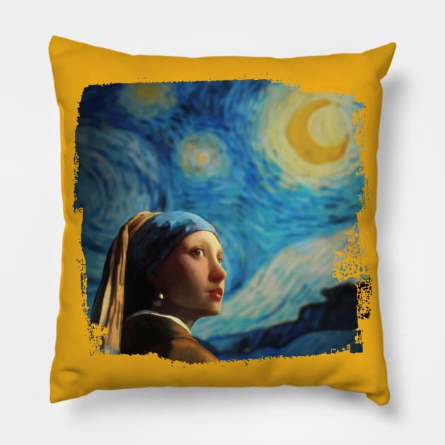 Girl with Starry Night Pillow by hayatininevreni