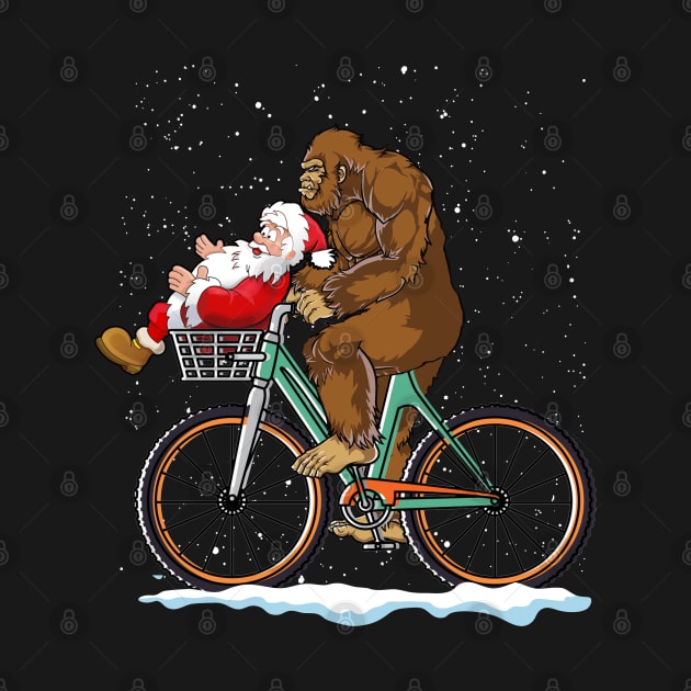 Bigfoot and Santa riding a bike by JameMalbie