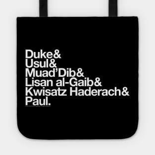 Paul Atreides Helvetica List (White Text) Tote