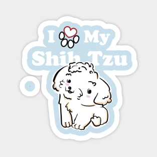 Cute White Shih Tzu Puppy, I Love My Shih Tzu Magnet