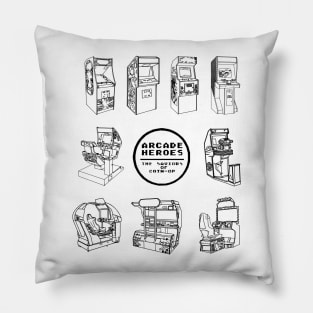 Surrounded By Arcades - Arcade Heroes (B&W) Pillow