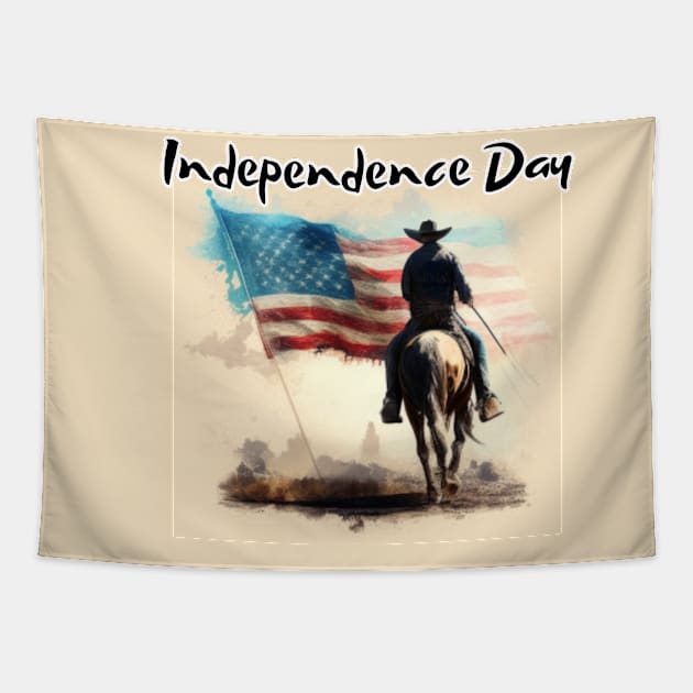 Independece day, cowboy, american flag Tapestry by Pattyld