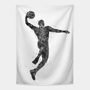 Basketball dunk black and white Tapestry