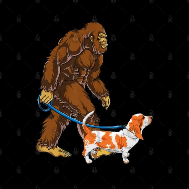 Funny Bigfoot Sasquatch Walking English Bulldog by JameMalbie