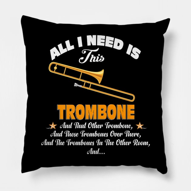 Music All I Need Is This Trombone Pillow by Skull Listening To Music