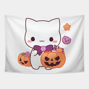 Kawaii Halloween Kitty Tapestry