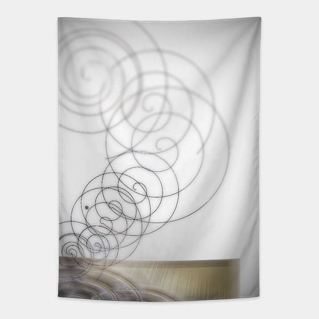 Modern spinning spiral on a wooden table Tapestry by Khala