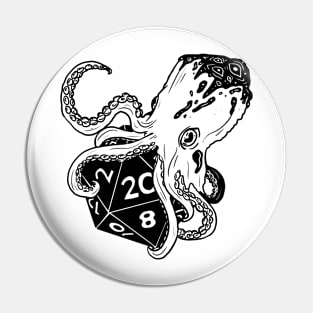 Fathomless D20: dnd 5e warlock dice Black and white Pin