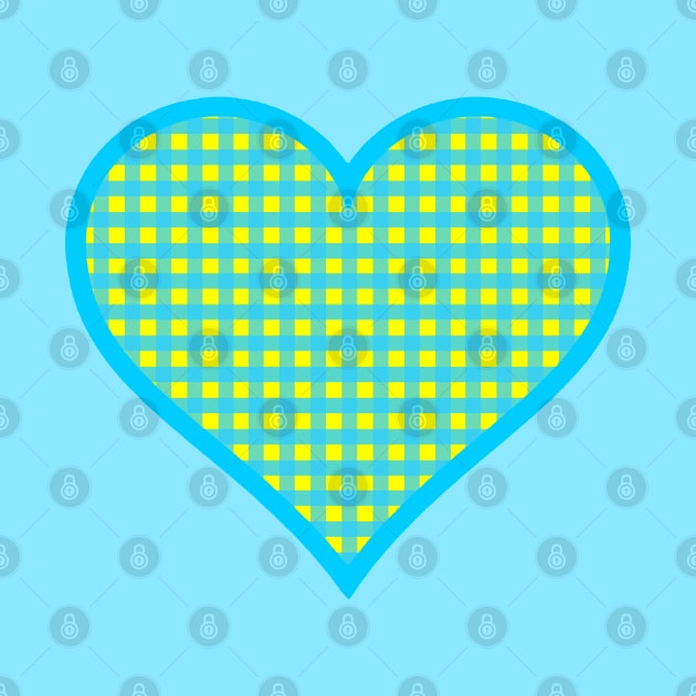 Yellow and Blue Gingham Heart by bumblefuzzies