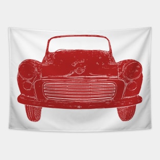 Red Morris Minor classic car Tapestry