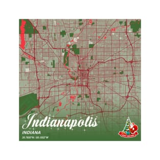 Indianapolis - Indiana Christmas Map T-Shirt