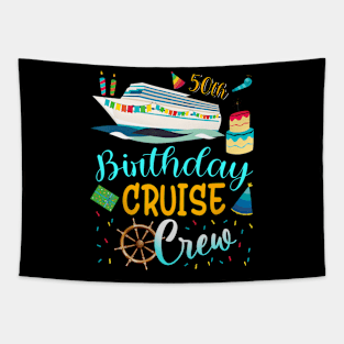 50 Years Old Birthday Cruise Crew Father Mother Birthday Tapestry