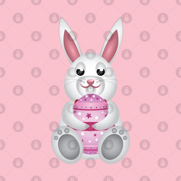 White bunny with pink Easter egg by AnnArtshock