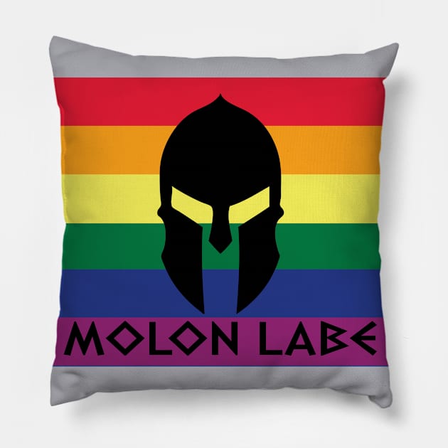 Rainbow Flag Molon Labe Pillow by Operation Blazing Sword