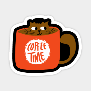 cat coffee time cup Magnet