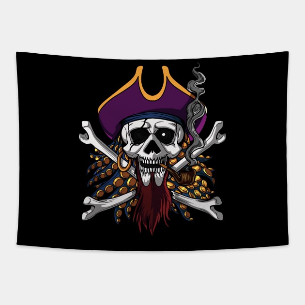 Pirate Skull Crossbones Tapestry by underheaven