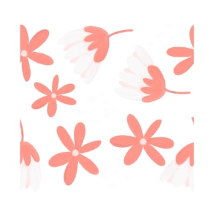 Cute painted white and rose pink daisy flower pattern, sweet spring season T-Shirt