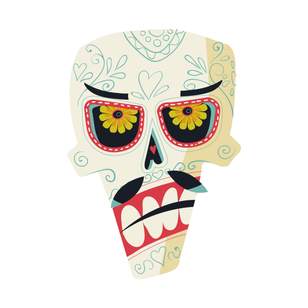 Sugar skull with mustaches by NiceIO