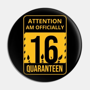 16th Birthday Officially a Quaranteen teenager 16 Years Old Pin