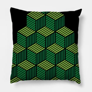 Green Cube Escher Pattern Pillow