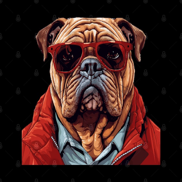 Dog in Red Glasses by ArtfulDesign