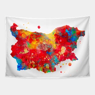 Bulgaria Map Watercolor Painting Tapestry