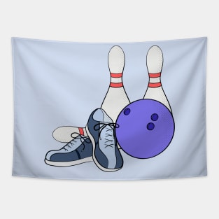 Pins ball and shoes for bowling Tapestry