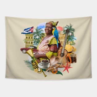 Cubanese Collage Concept Tapestry