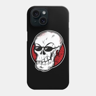 Cool skull with sunglasses (white and red) Phone Case