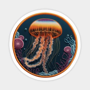 Rainbow Jellyfish Embroidered Patch Magnet