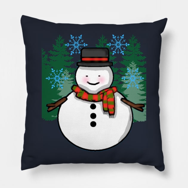 Snow Man Pillow by dskfstudio