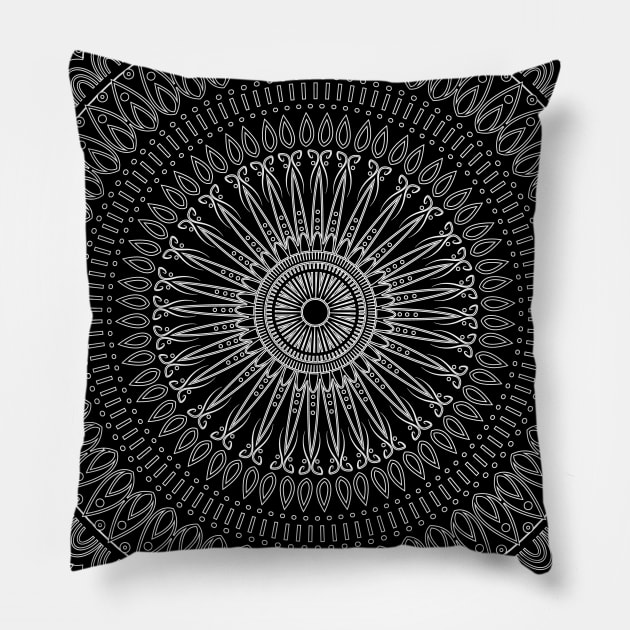 White Mandala Pillow by BeCreativeHere